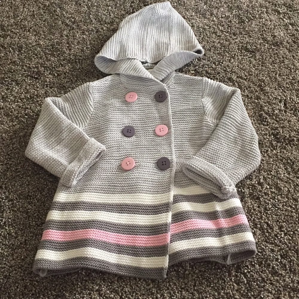 First Impressions knit hooded sweater.